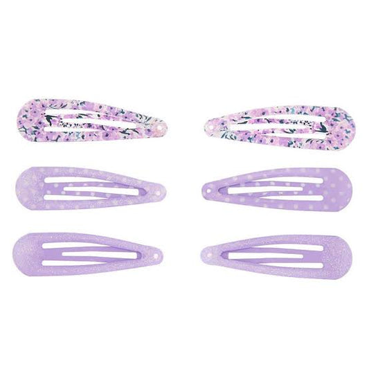 Claire's Club Floral Snap Hair Clips - Purple, 6 Pack