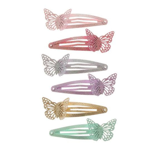 Claire's Club Butterfly Glitter Hair Snap Clips - 6 Pack