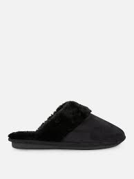 Primark women winter fluffy slippers memory foam black