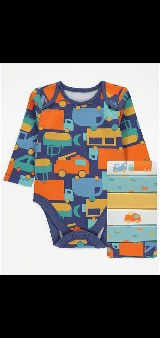 George Uk pack of 7 baby cotton bodysuits full sleeves