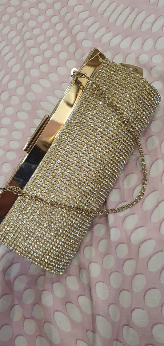 Koko fashion amazon Uk golden clutch bag with 2 chains