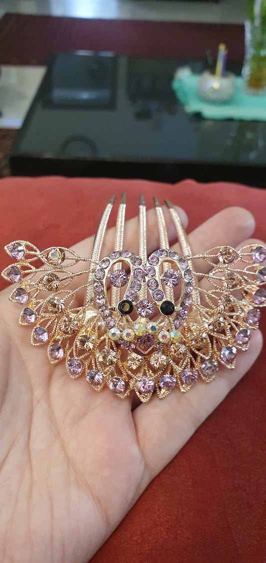 Diamante Hair Comb Golden