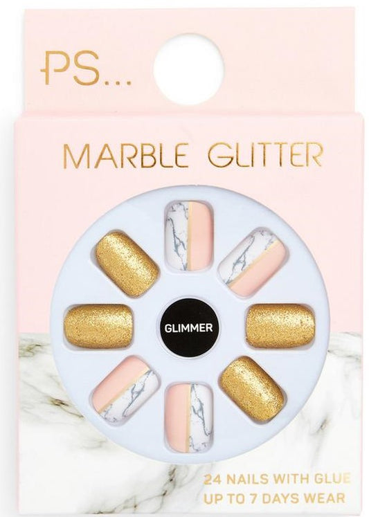 Primark UK False Press-On Nails - Marble Glitter