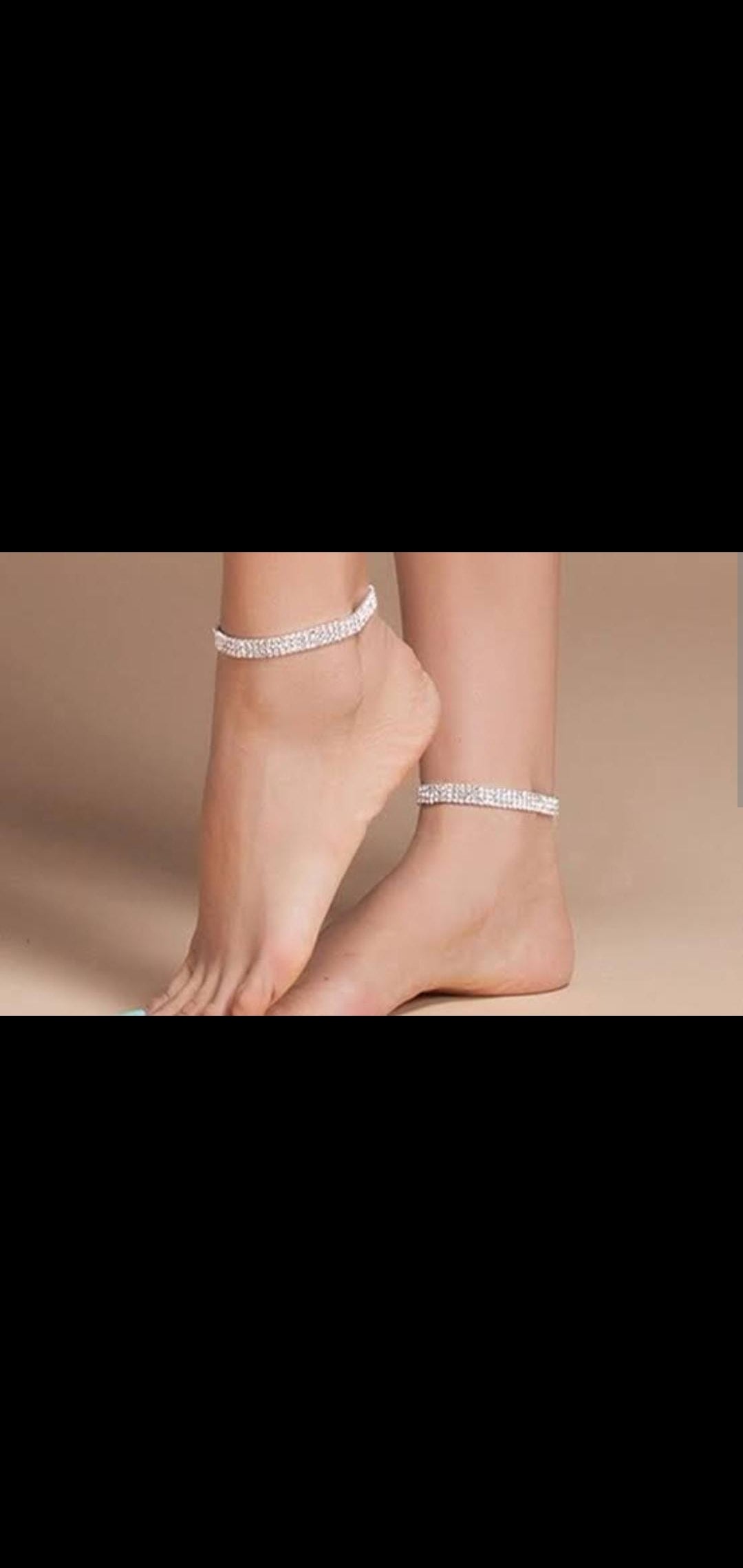 1,2,3,5 Row Stretch Diamante Anklet