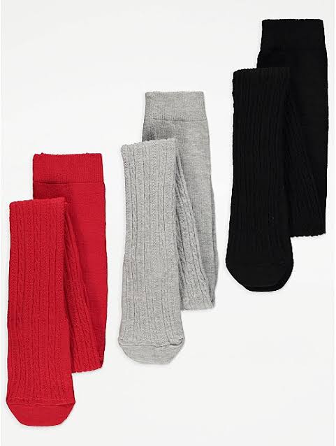 George UK Red Grey Black Cotton Rich Cable leggings  Tights